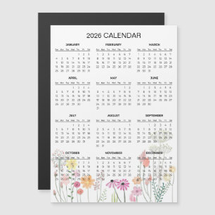 Simple Yet Elegant Floral 2026 Calendar Magnet