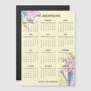 Simple Yet Elegant Floral 2026 Calendar Magnet