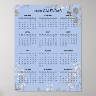 Simple Yet Elegant Floral 2026 Calendar Poster
