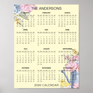 Simple Yet Elegant Floral 2026 Calendar     Poster