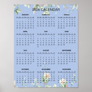 Simple Yet Elegant Floral 2026 Calendar     Poster
