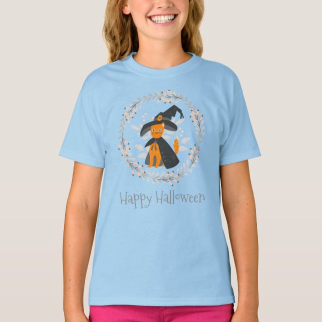 Simple yet Elegant Halloween Cat Sleeve Shirt (Front)