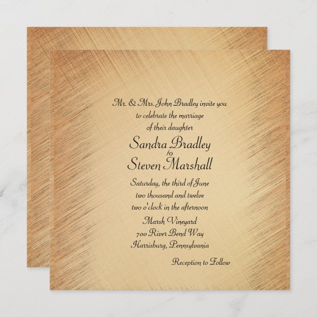 Simple Yet Elegant Rustic Wedding Invitation (Front/Back)