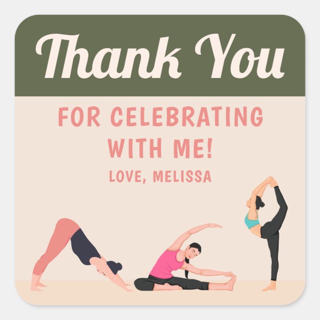 Simple Yoga Studio Thank You Sticker  (Front)