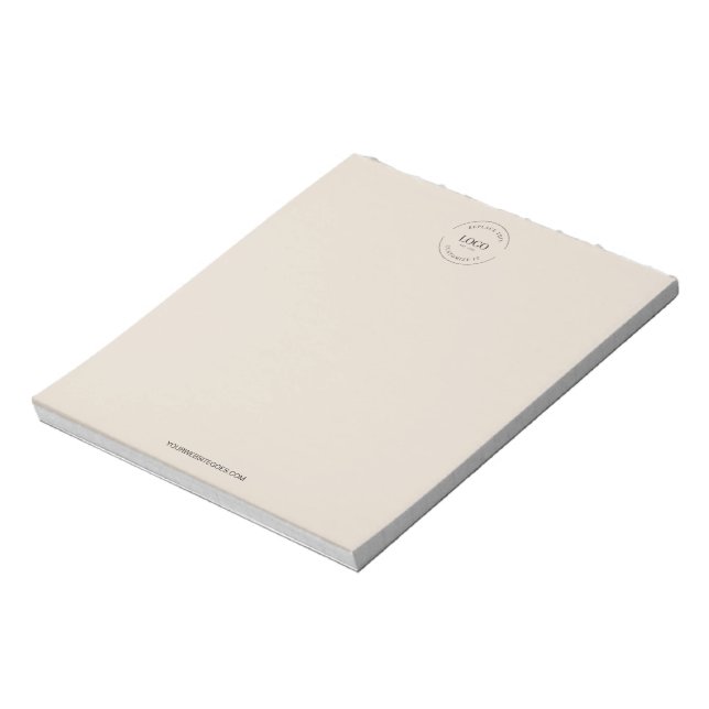 Simple Your Logo and website beige Business  Notepad (Rotated)
