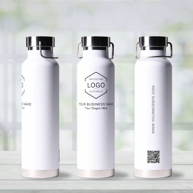 Simple Your Logo Here Company Business Website Water Bottle (Creator Uploaded)