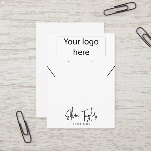 Simple Your logo Necklace Earring Display Card (Front/Back In Situ)