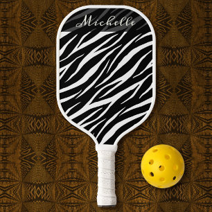 Simple Zebra Print Black White Cute Modern Pattern Pickleball Paddle
