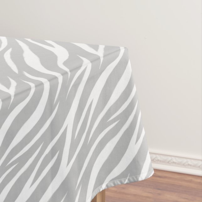 Simple Zebra Print Grey White Cute Modern Pattern  Tablecloth (In Situ)