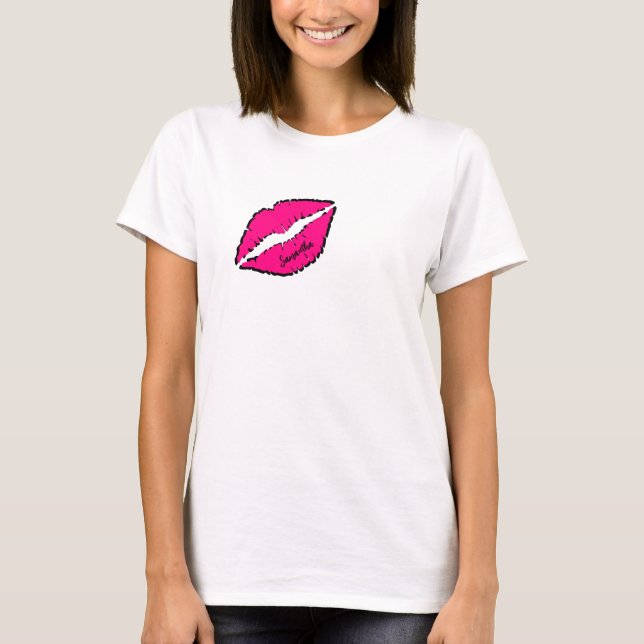 Simple Zebra with Pink Lips Personalised T-Shirt (Front)