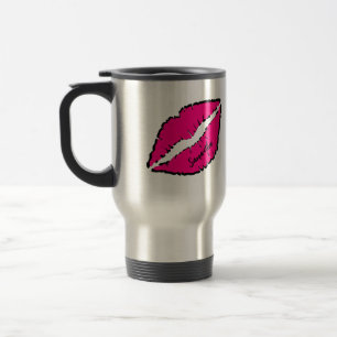 Simple Zebra with Pink Lips Personalised Travel Mug