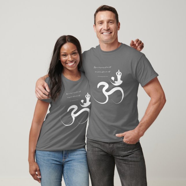 Simple Zen Silhouette Yoga & Om/Aum Calligraphy  T-Shirt (Unisex)
