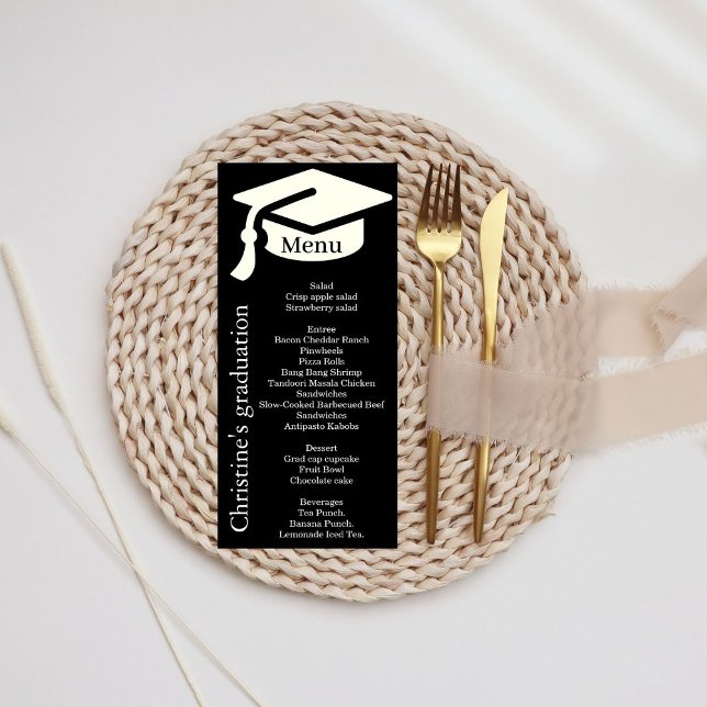 Simpleblack & white Graduation party dinner menu  (Creator Uploaded)