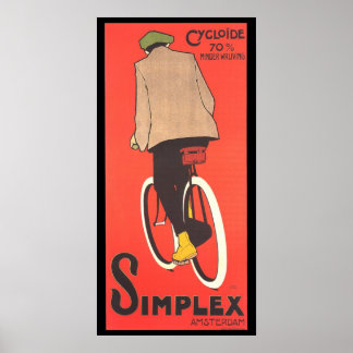 Simplex Bicycle Advertising Poster vintage art