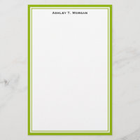 Simplicity Apple Grn White Personalised Stationery