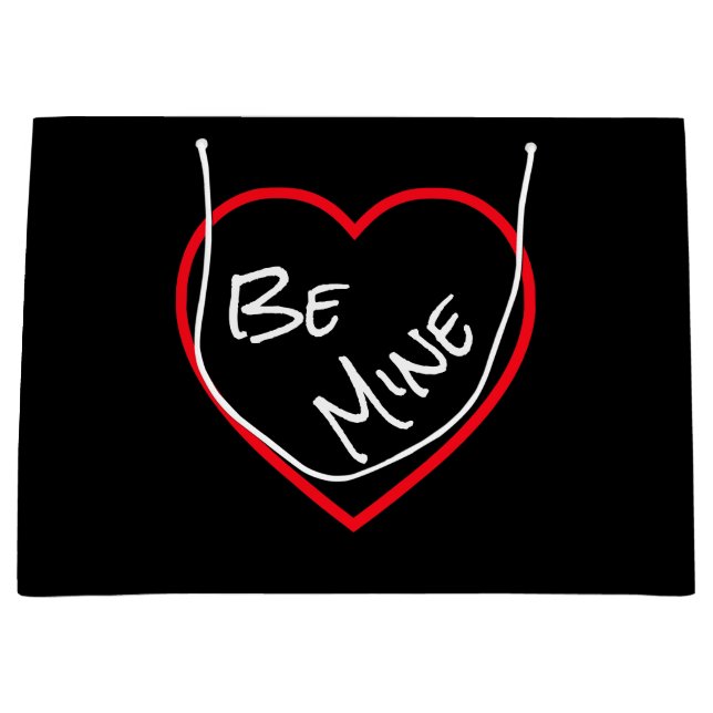 Simplicity Be Mine Typography Red Valentine Heart Large Gift Bag (Front)