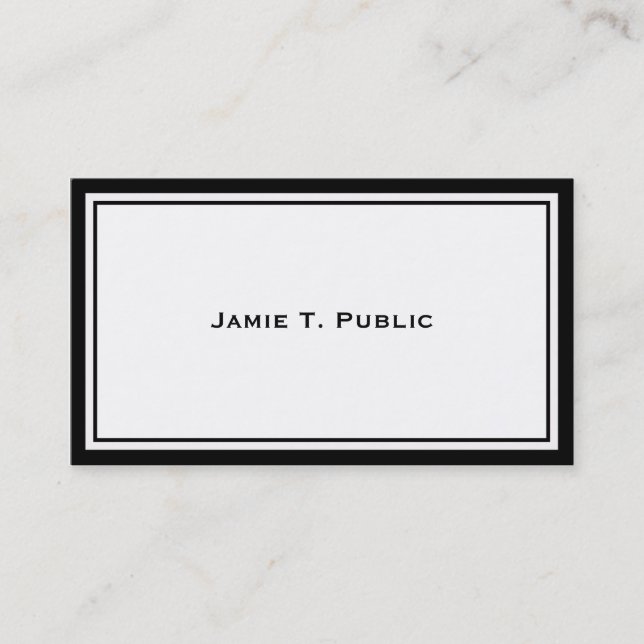 Simplicity: Black & White Frame, White Background Business Card (Front)