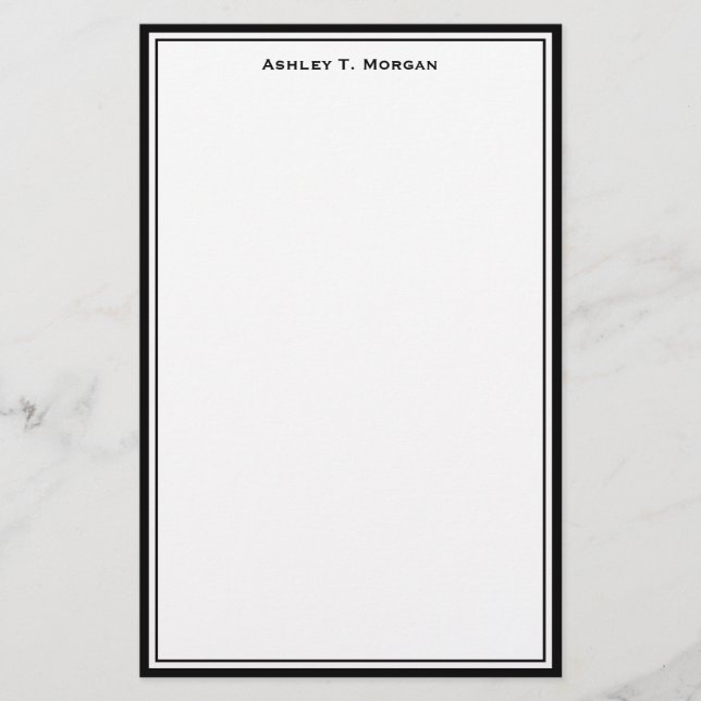 Simplicity Black White Personalised Stationery (Front)