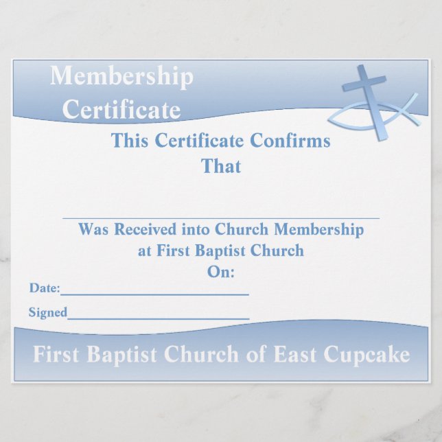 Simplicity Blue Multi-purpose Church Certificate Flyer (Front)