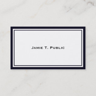 Simplicity: Blue & White Frame, White Background Business Card