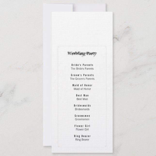 Simplicity Bridal Party Program Invitation (Front)