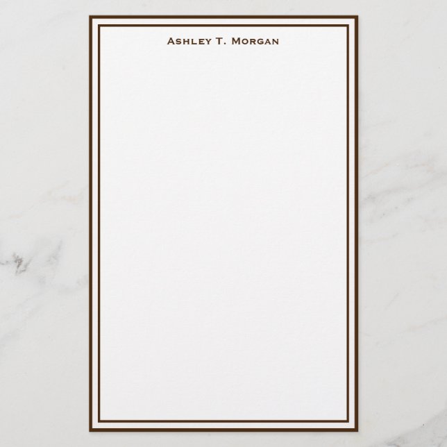 Simplicity Brown White Personalised Stationery (Front)