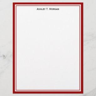 Simplicity Deep Red White Personalised Letterhead