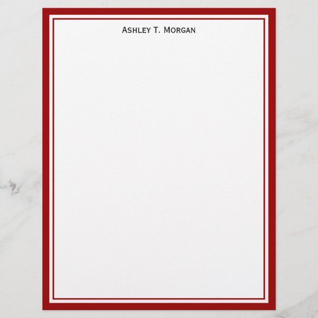 Simplicity Deep Red White Personalised Letterhead (Front)
