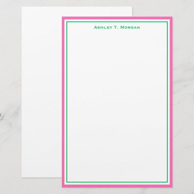 Simplicity DIY Frame & BG, Hot Pink Emerald White Stationery (Front/Back)