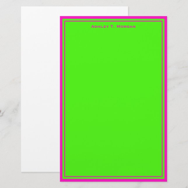 Simplicity DIY Frame & BG, Shocking Pink Lime Stationery (Front/Back)