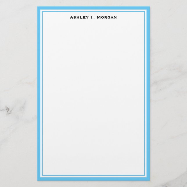 Simplicity DIY Frame White Personalised Sky Blue Stationery (Front)
