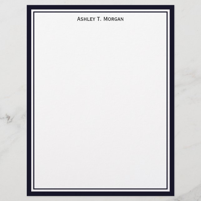 Simplicity Dk Blue / White Personalised Letterhead (Front)