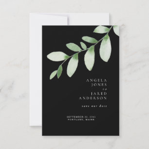 Simplicity & Foliage Black Wedding Save our Date Save The Date