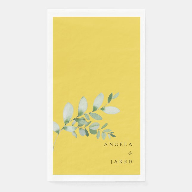 Simplicity & Foliage Wedding Bright Yellow II Napkin (Front)