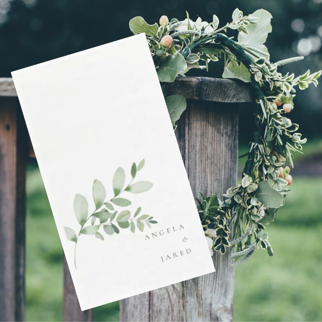 Simplicity & Foliage Wedding Couple Names  Napkin (Creator Uploaded)