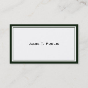 Simplicity: Green & White Frame, White Background Business Card