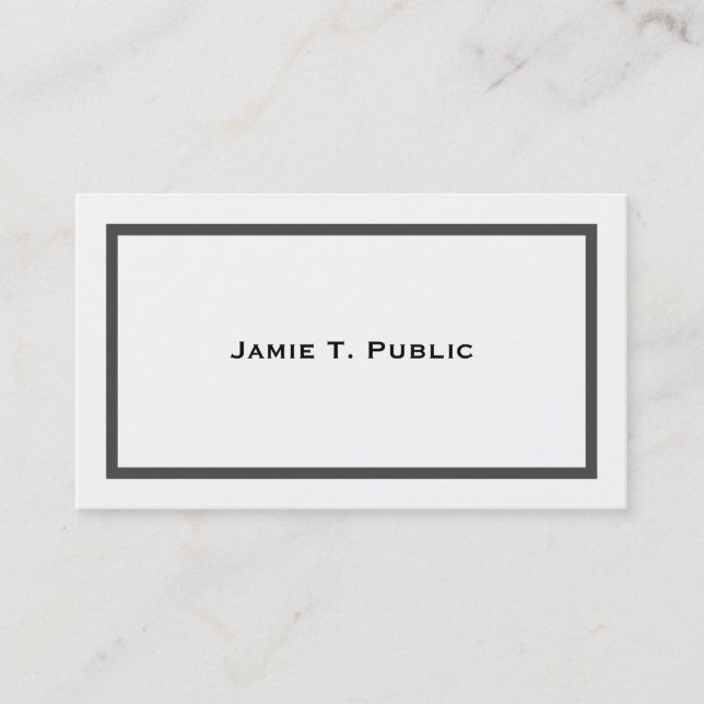 Simplicity: Grey Banded Frame, White Background Business Card (Front)