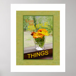 Simplicity Inspiration Cut Daisy Flowers In Glass Poster