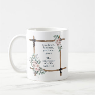 Simplicity, Kindness, Gratitude, Grace Boho Vibe Coffee Mug