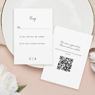 Simplicity   Monogram Minimal Wedding RSVP Card