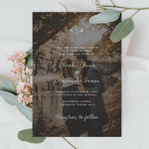 Simplicity   Monogram Minimalist Photo Wedding Invitation