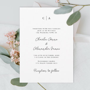 Simplicity   Monogram Minimalist Wedding Invitation