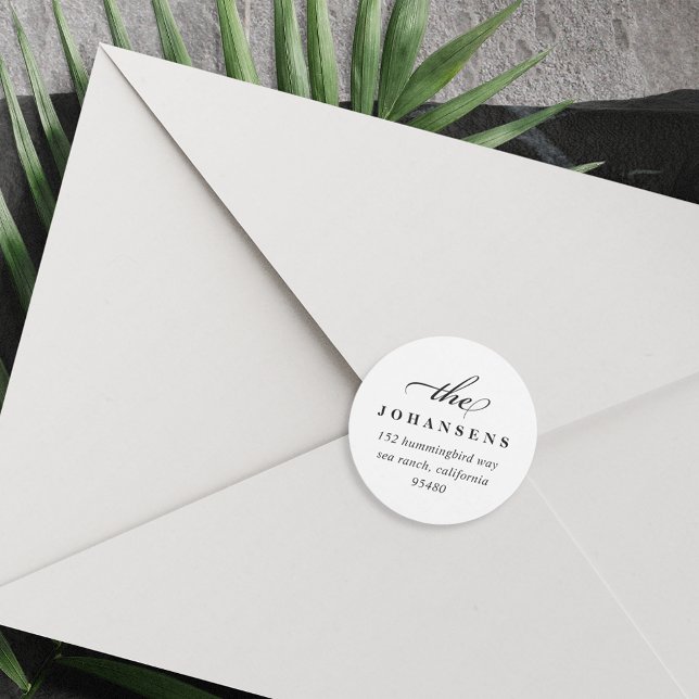 Simplicity Round Return Address Sticker | White (Creator Uploaded)