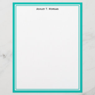 Simplicity Teal White Personalised Letterhead