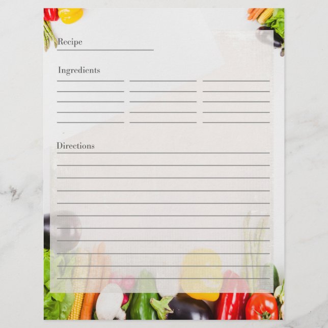Simplicity Vegetables Double-sided Recipe Cards (Front)