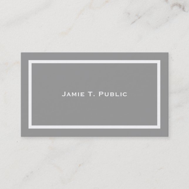 Simplicity: White Banded Frame, Grey Background Business Card (Front)