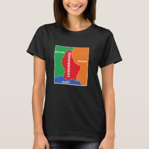 simplified Coloured Map of Luxembourg, Neighbourin T-Shirt