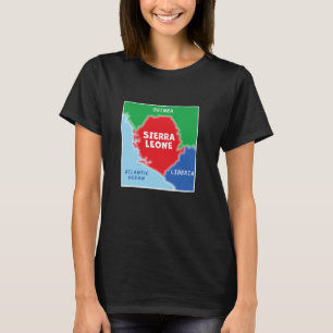 simplified Coloured Map of Sierra Leone Neighbouri T-Shirt
