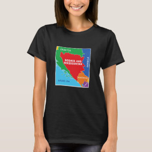 Simplified coloured political map of Bosnia and He T-Shirt