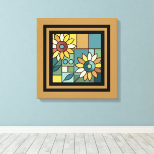 Simplified Sunflower Mosaic Canvas Print